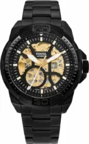 Fossil Bronson Analog Black Dial Men's Watch-ME3217 Stainless Steel, Black Chain