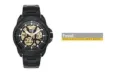 Fossil Bronson Analog Black Dial Men's Watch-ME3217 Stainless Steel, Black Chain